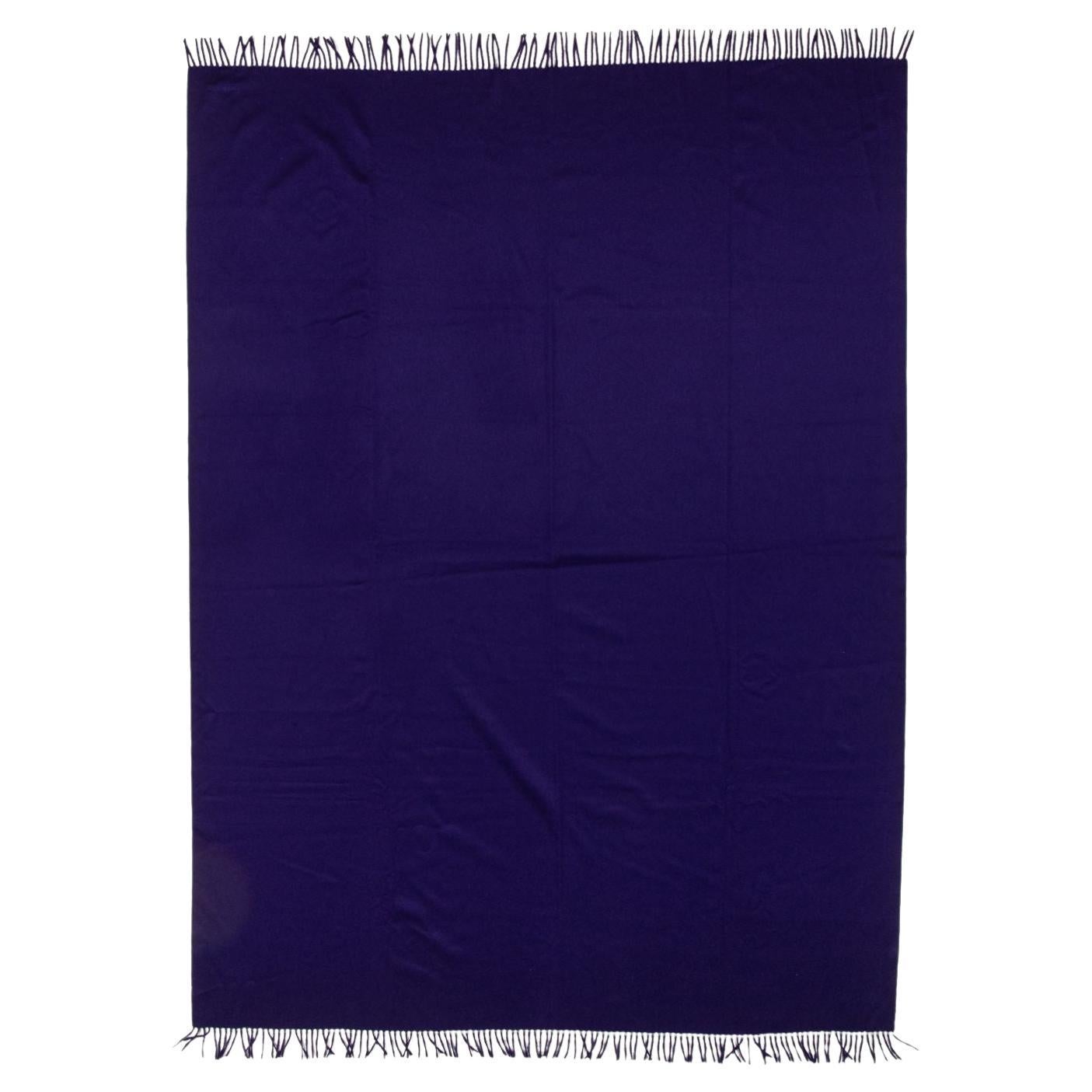 Hermès Purple Cashmere Fringe Blanket For Sale