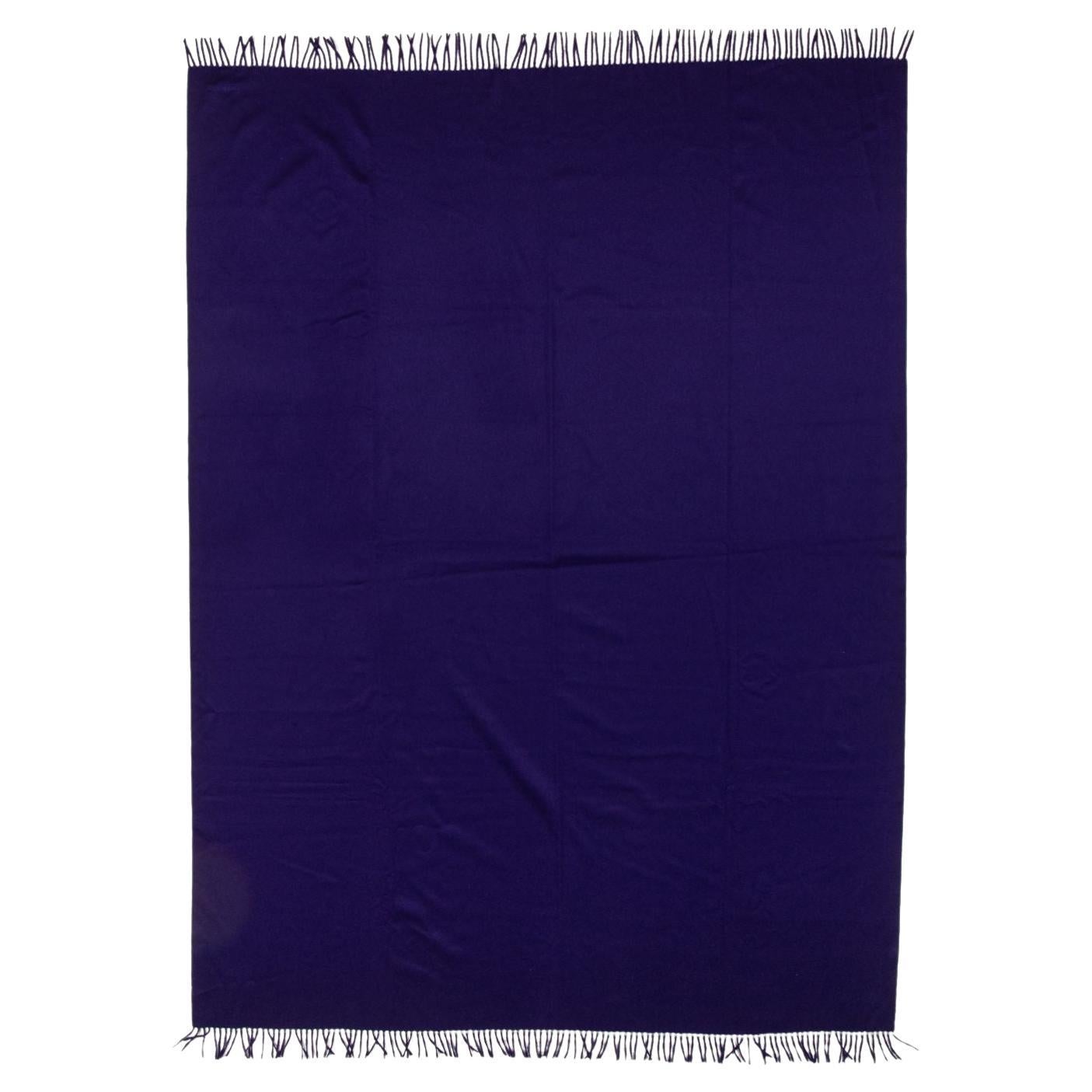 Hermès Purple Cashmere Fringe Blanket