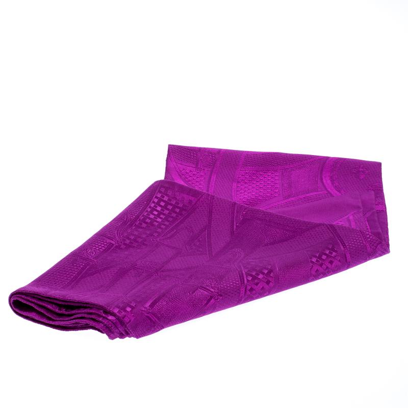Women's Hermès Purple Cavalcadour Motif Silk Jacquard Maxi Twilly Scarf