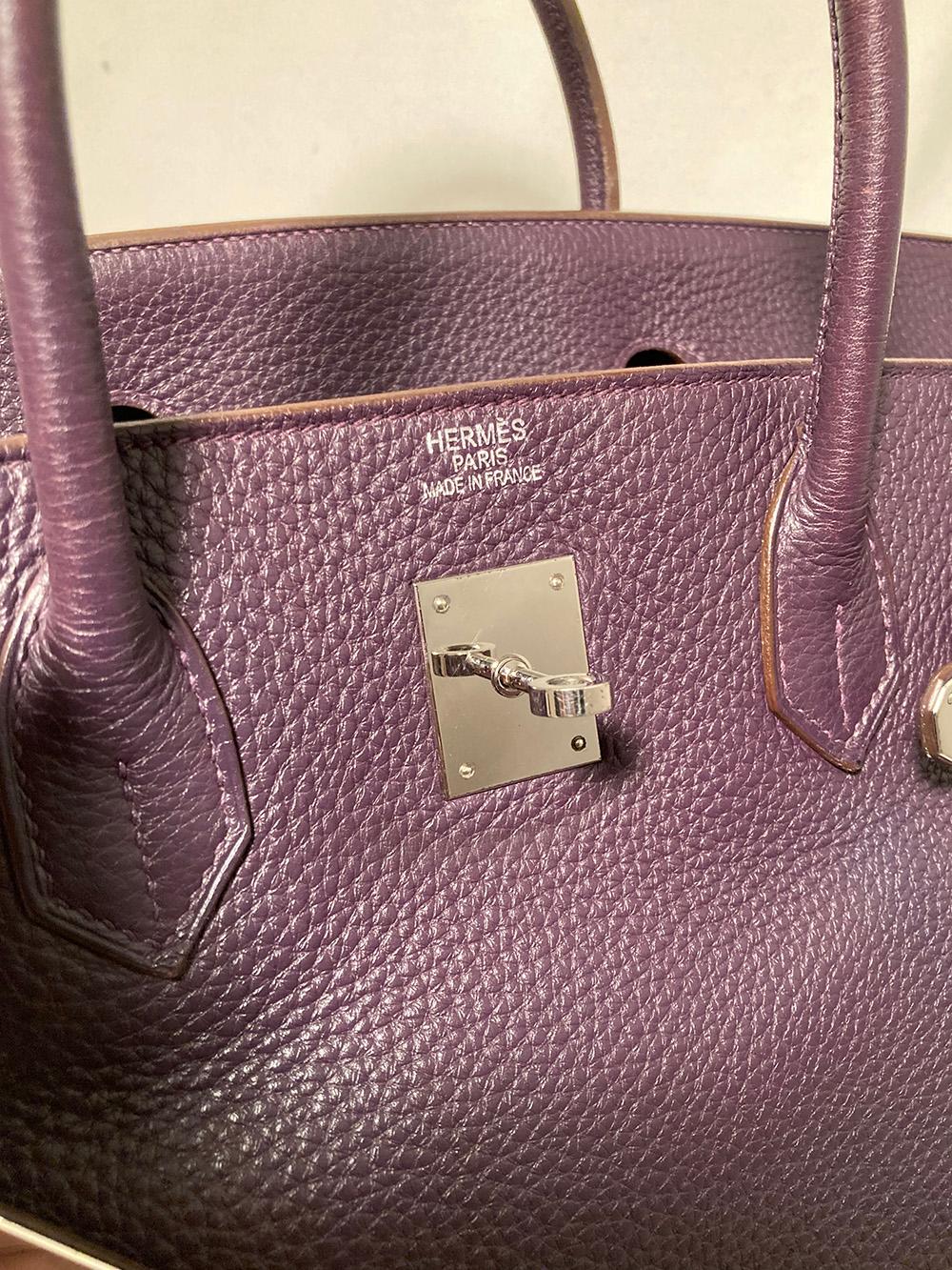 Women's Hermes Raisin Purple Clemence Birkin 40 PDH For Sale