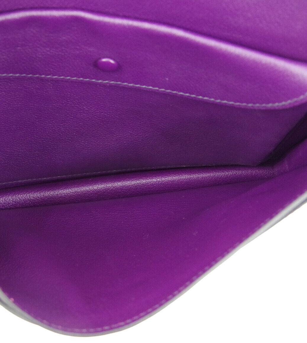 Women's Hermes Purple Cognac Leather  2 in 1 Evening Clutch Shoulder Bag in Box