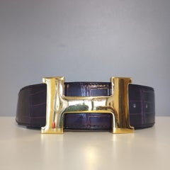 Hermès Purple Crocodile "H" Belt