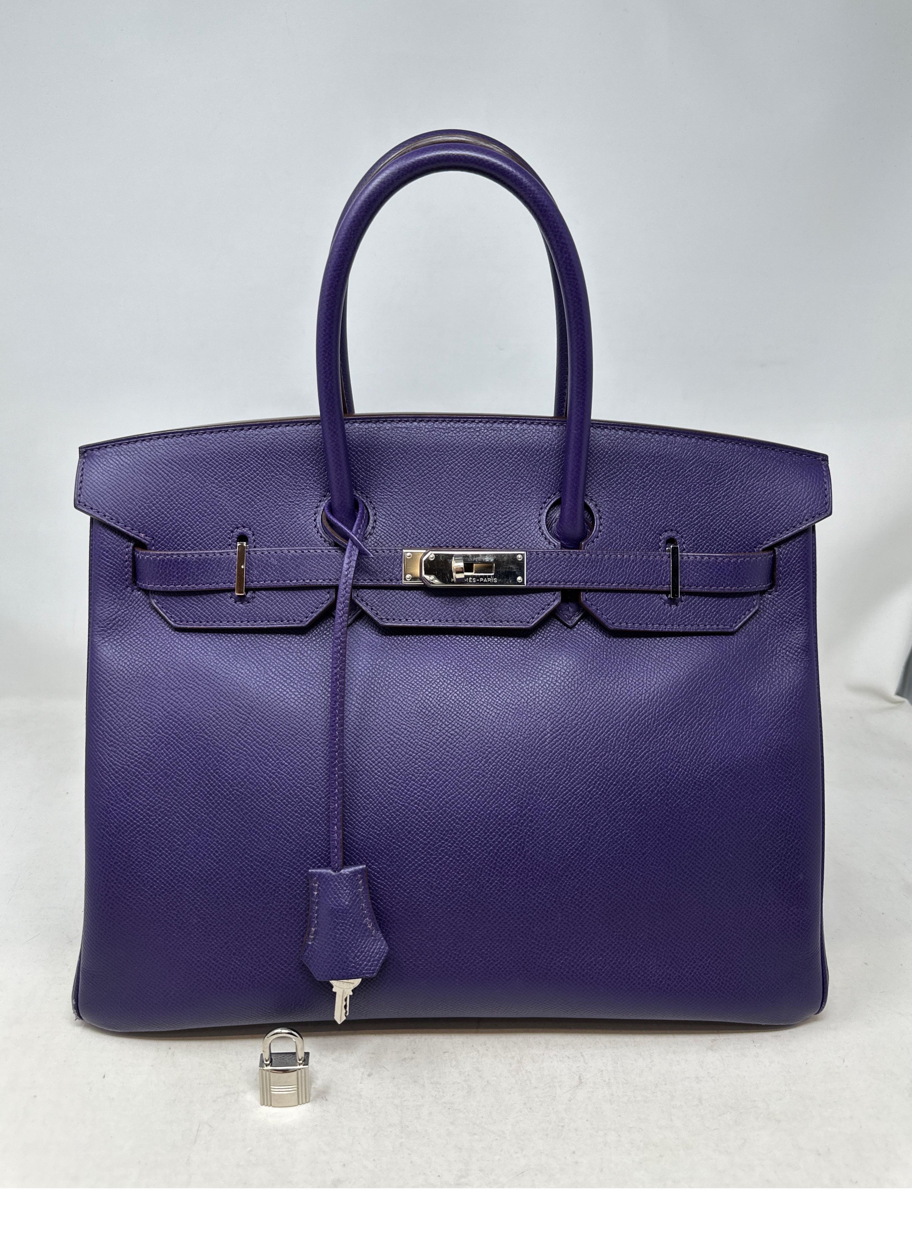 Hermes Purple Crocus Birkin 35 Bag  For Sale 8