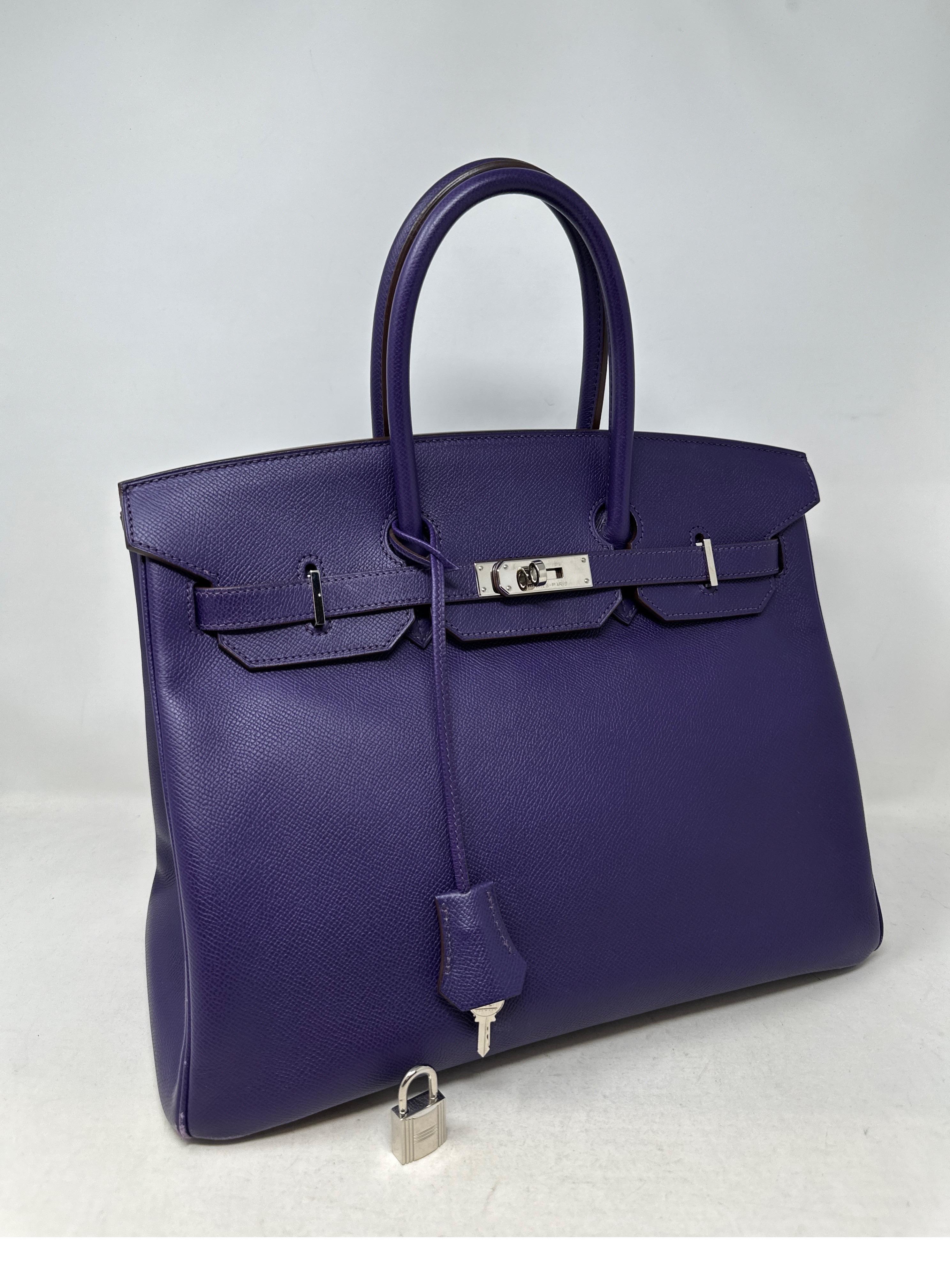 Hermes Purple Crocus Birkin 35 Bag  For Sale 9