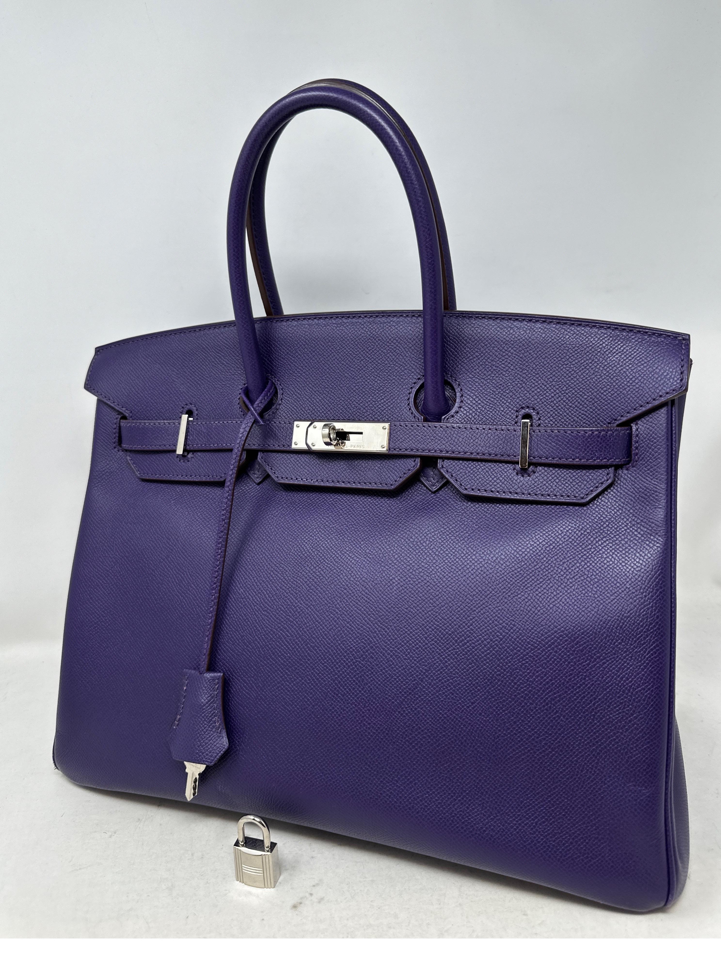 Hermes Purple Crocus Birkin 35 Bag  For Sale 11