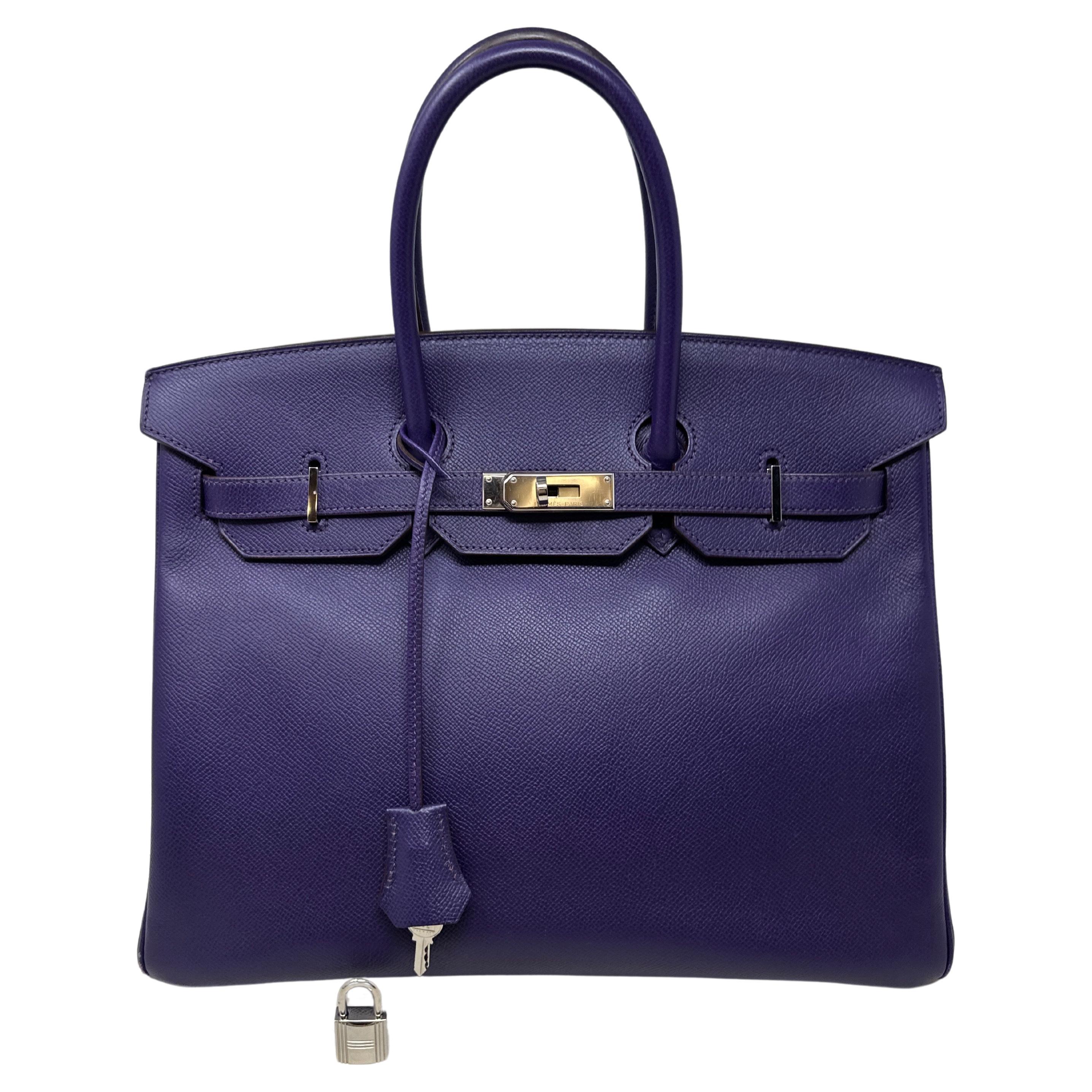 Hermes Purple Crocus Birkin 35 Bag  For Sale