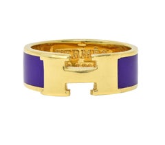 Anello Hermés con smalto viola in oro giallo 18 carati Clic Clac H.