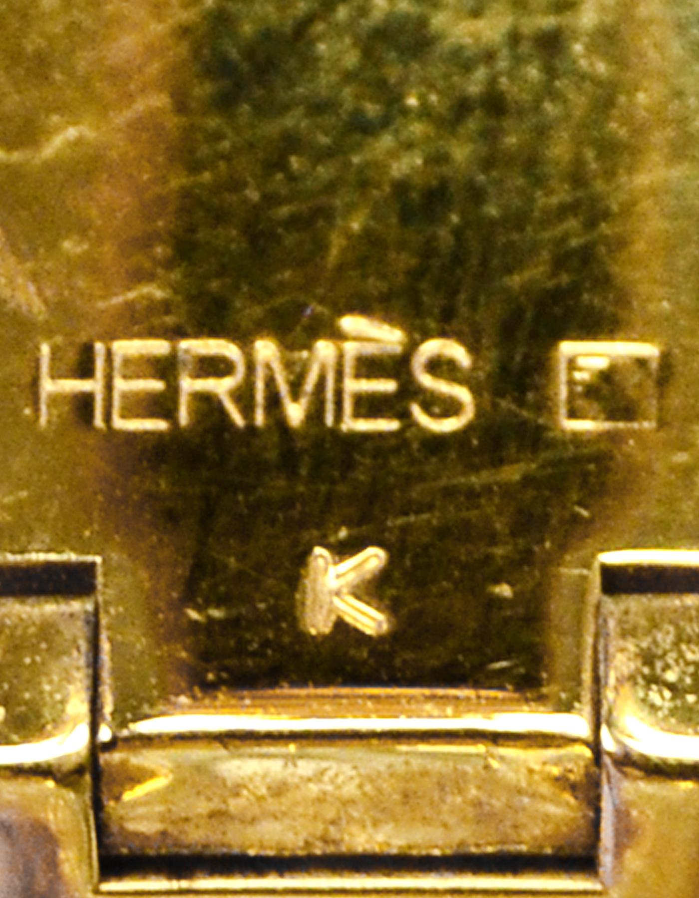 Hermes Purple Enamel/Goldtone Narrow H Clic Clac Bracelet GM W/ DB In Excellent Condition In New York, NY