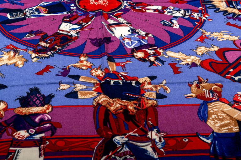 Hermes Purple Kachinas Cashmere Shawl For Sale at 1stDibs hermes