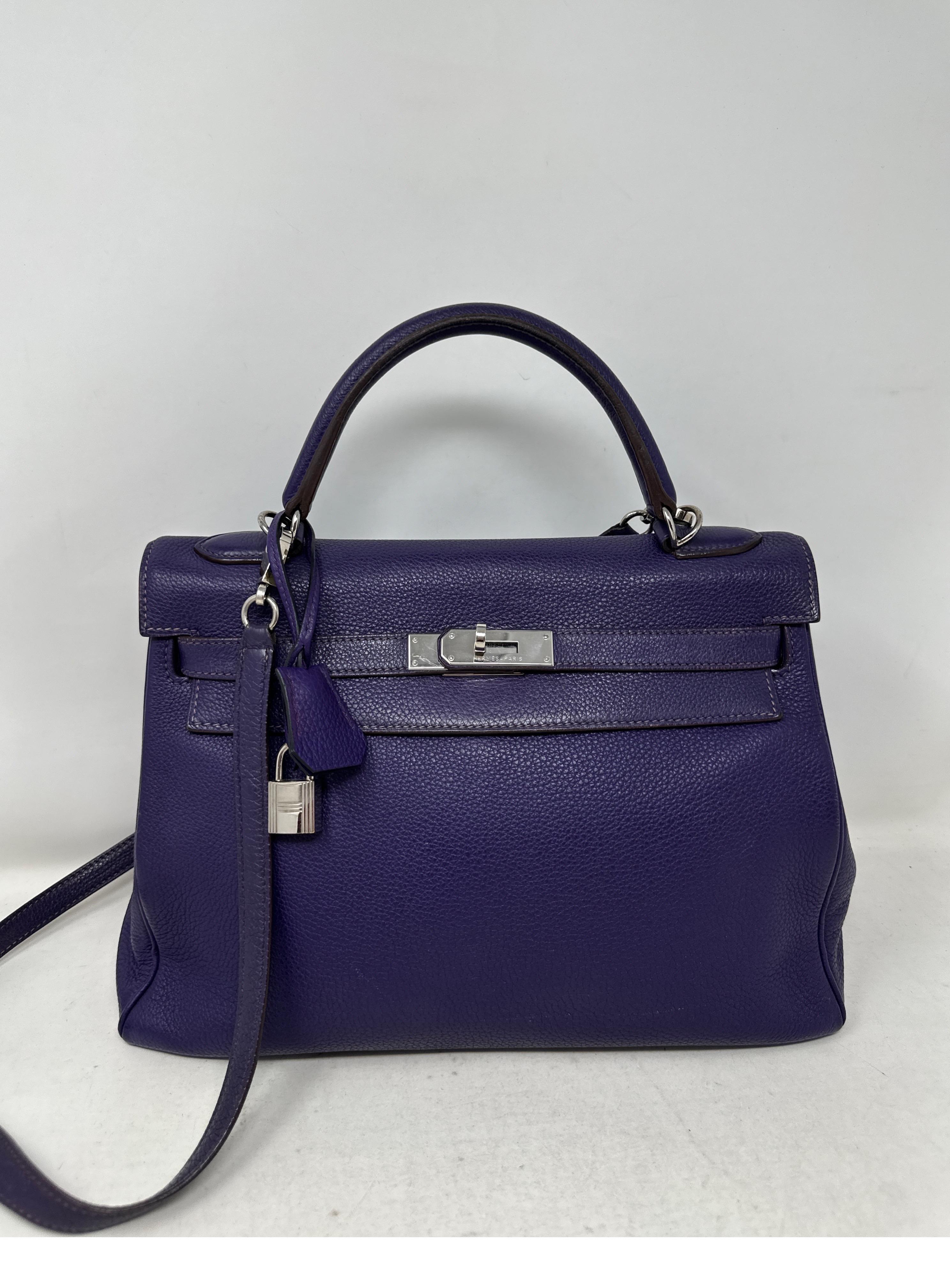 Hermes Purple Kelly 32 Bag In Good Condition For Sale In Athens, GA
