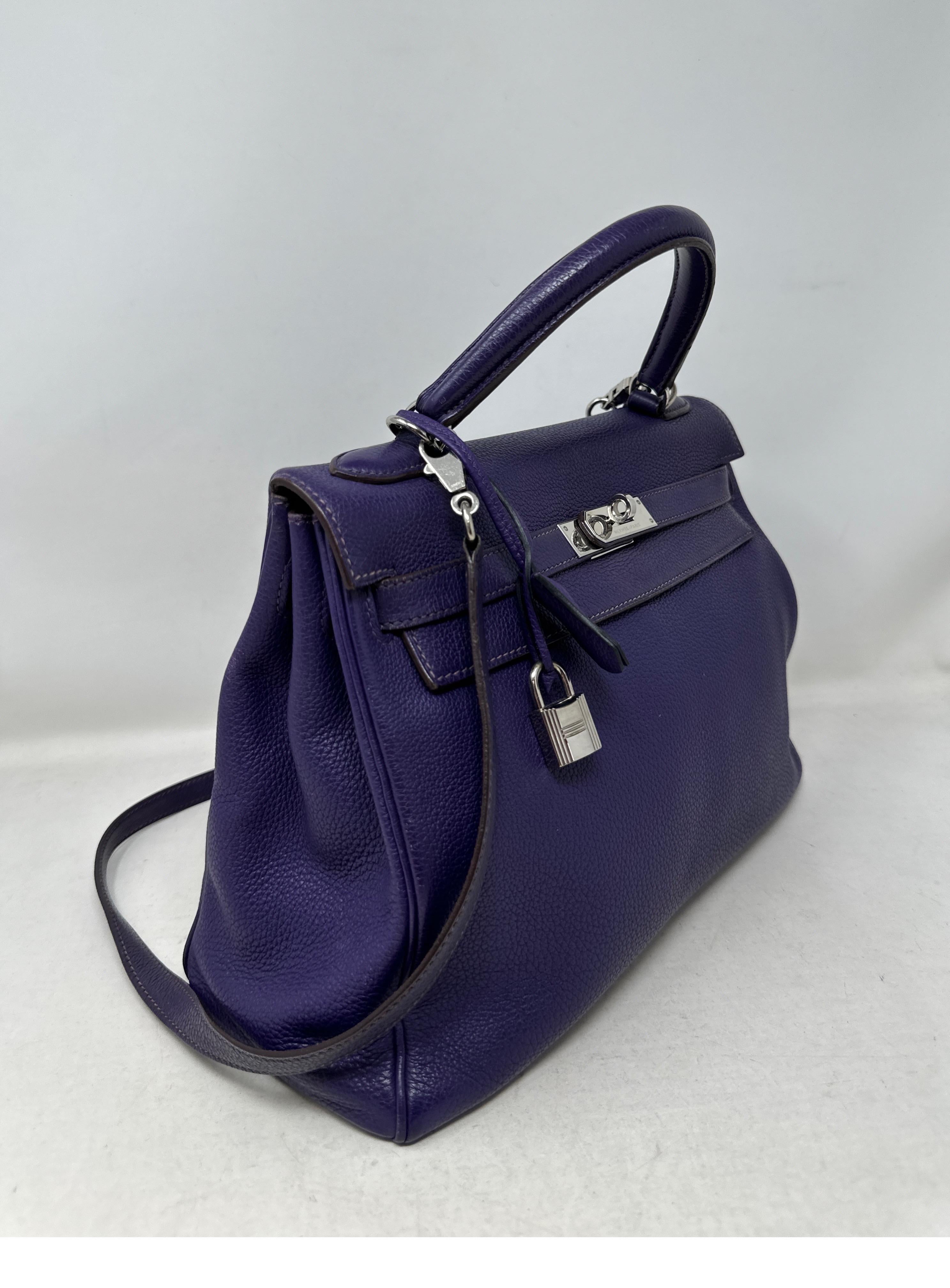 Women's or Men's Hermes Purple Kelly 32 Bag For Sale