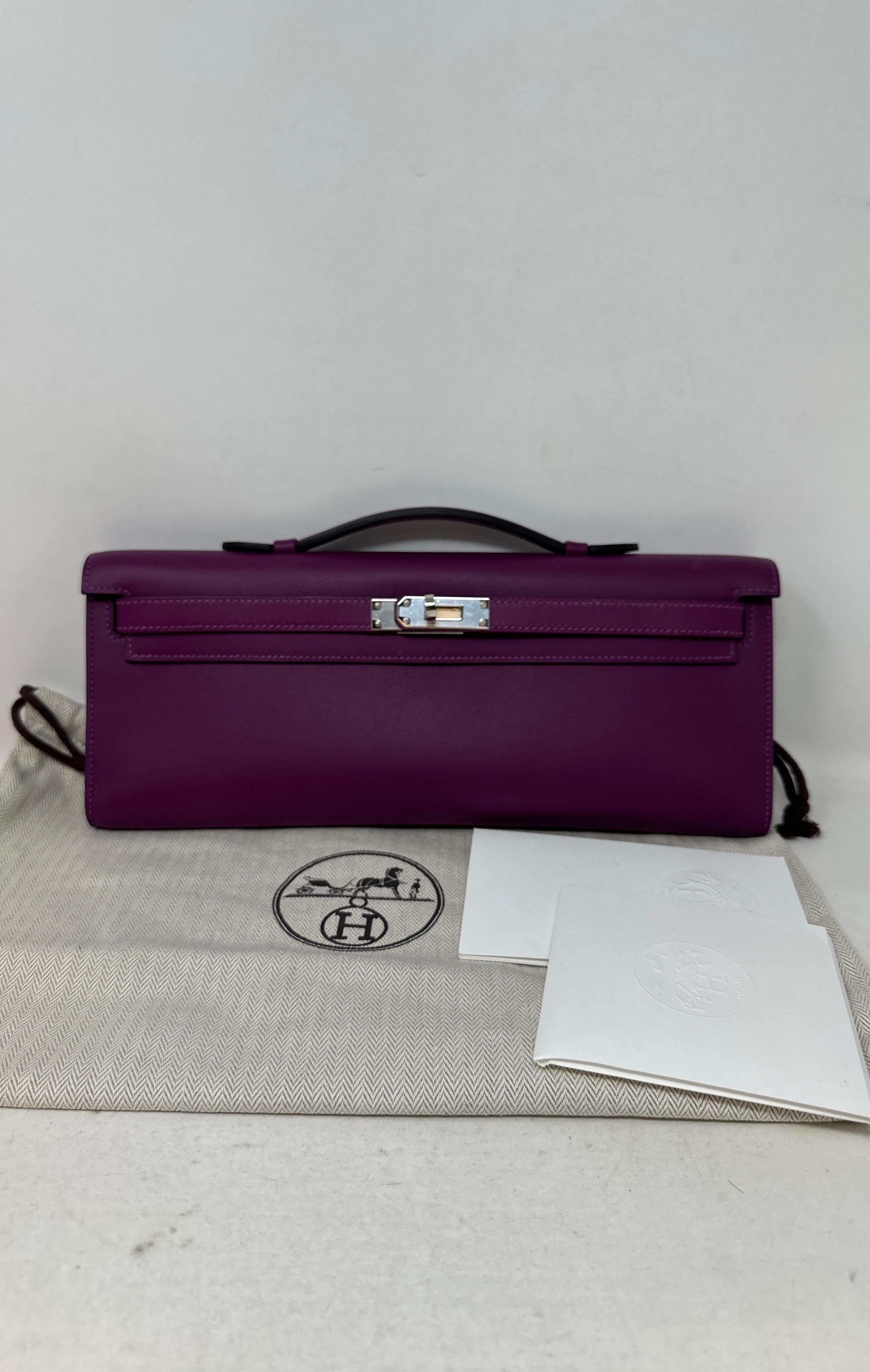 Hermes Purple Kelly Clutch Bag  For Sale 8