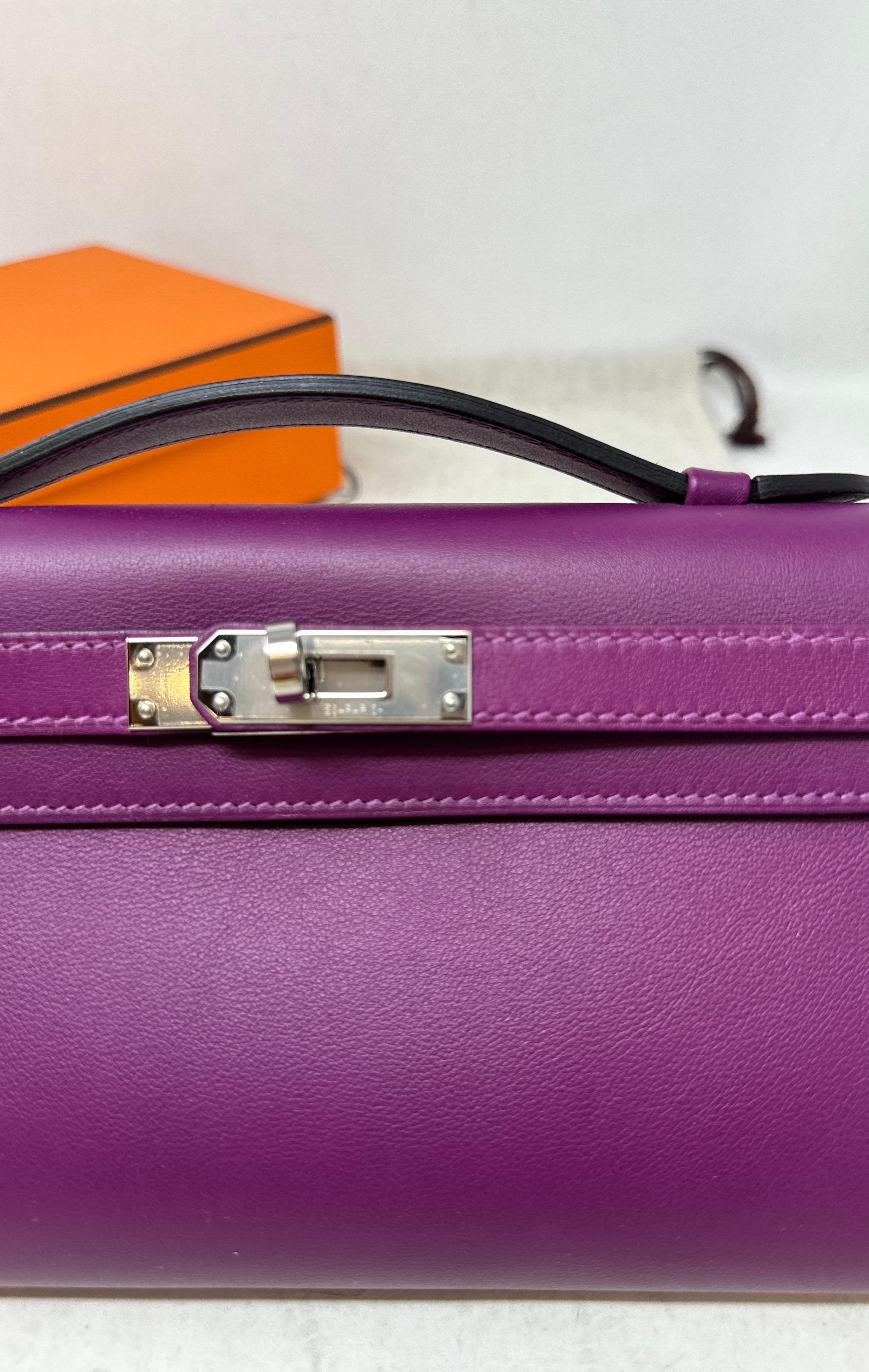 Hermes Purple Kelly Clutch Bag  16