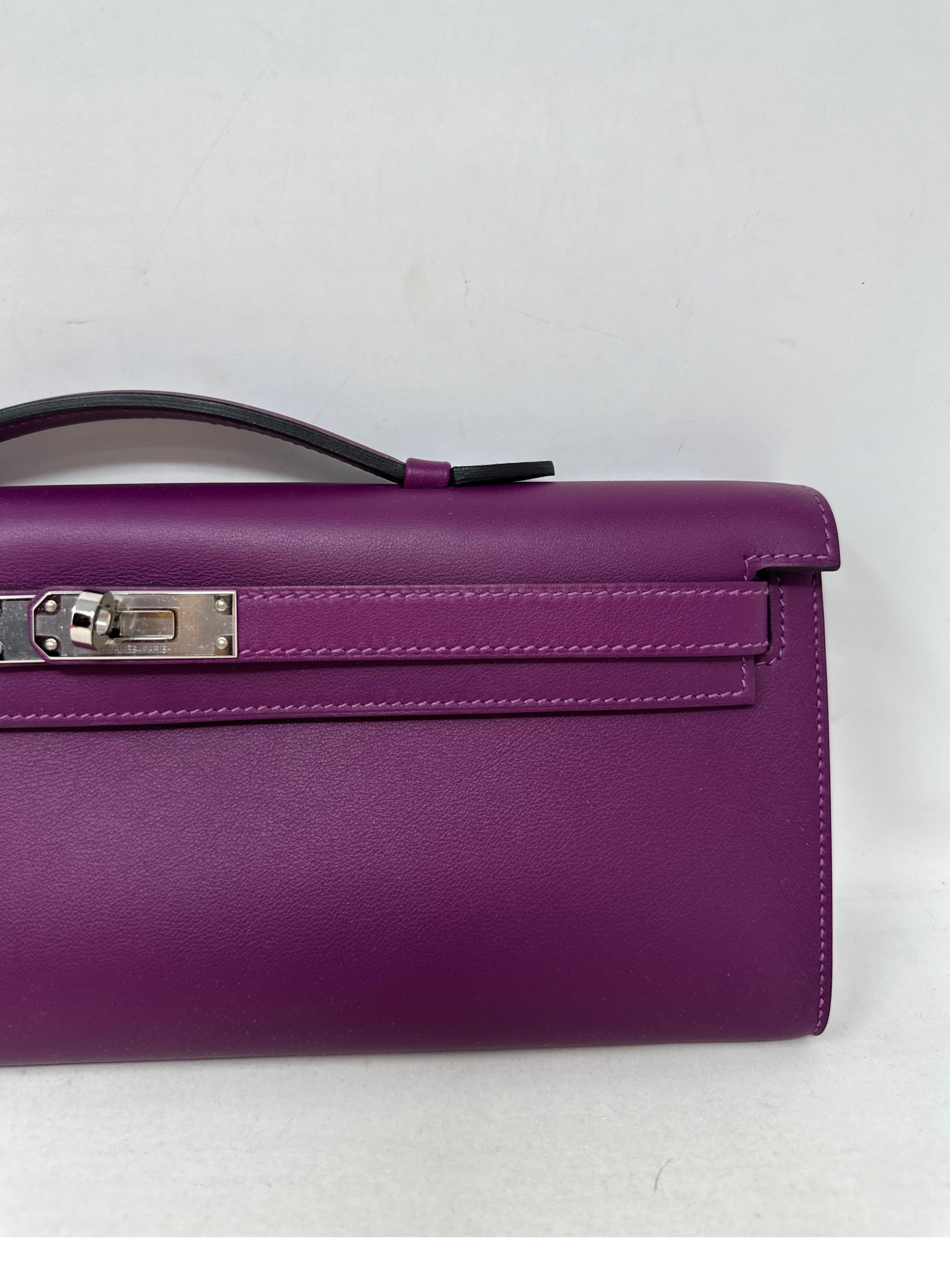 Hermes Purple Kelly Clutch Bag  For Sale 1