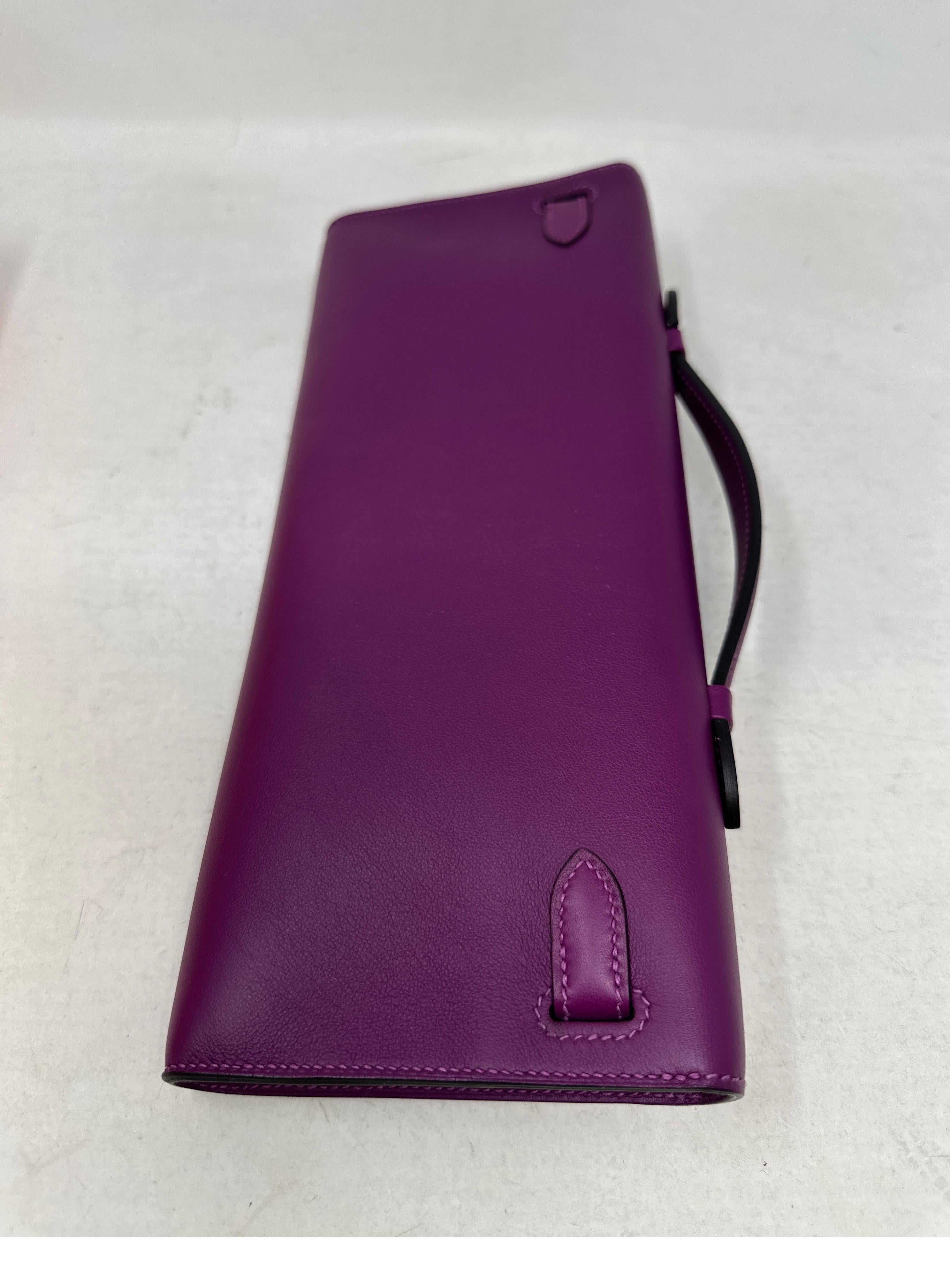 Hermes Purple Kelly Clutch Bag  For Sale 3
