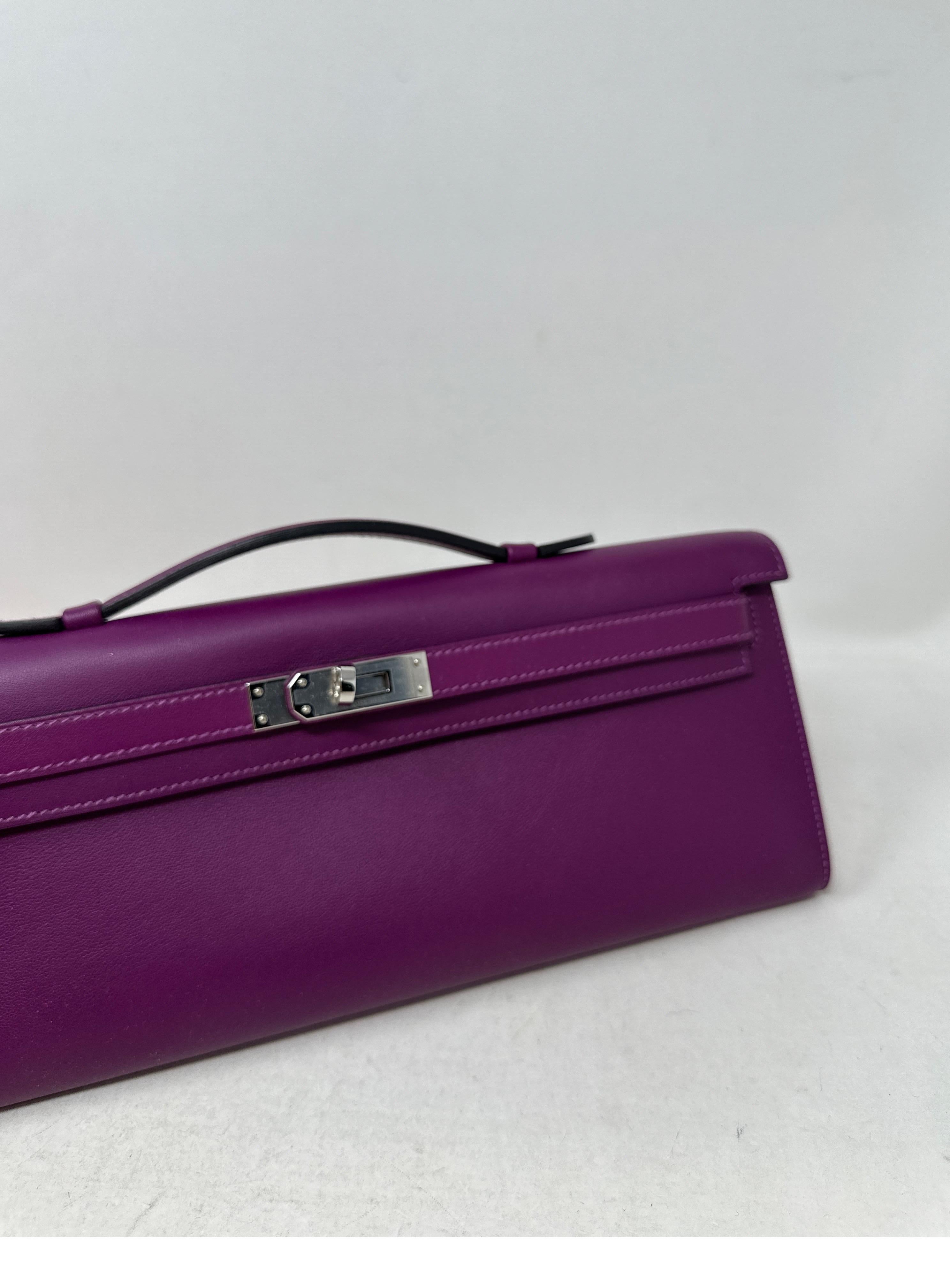 Hermes Purple Kelly Clutch Bag  For Sale 4