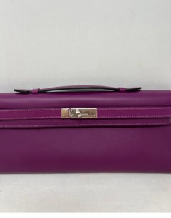 Hermes Lila Kelly Cut Clutch
