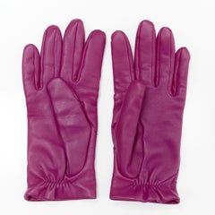 HERMES lila Lammleder übergenäht 100% Kaschmir gefüttert Handschuh 7.5