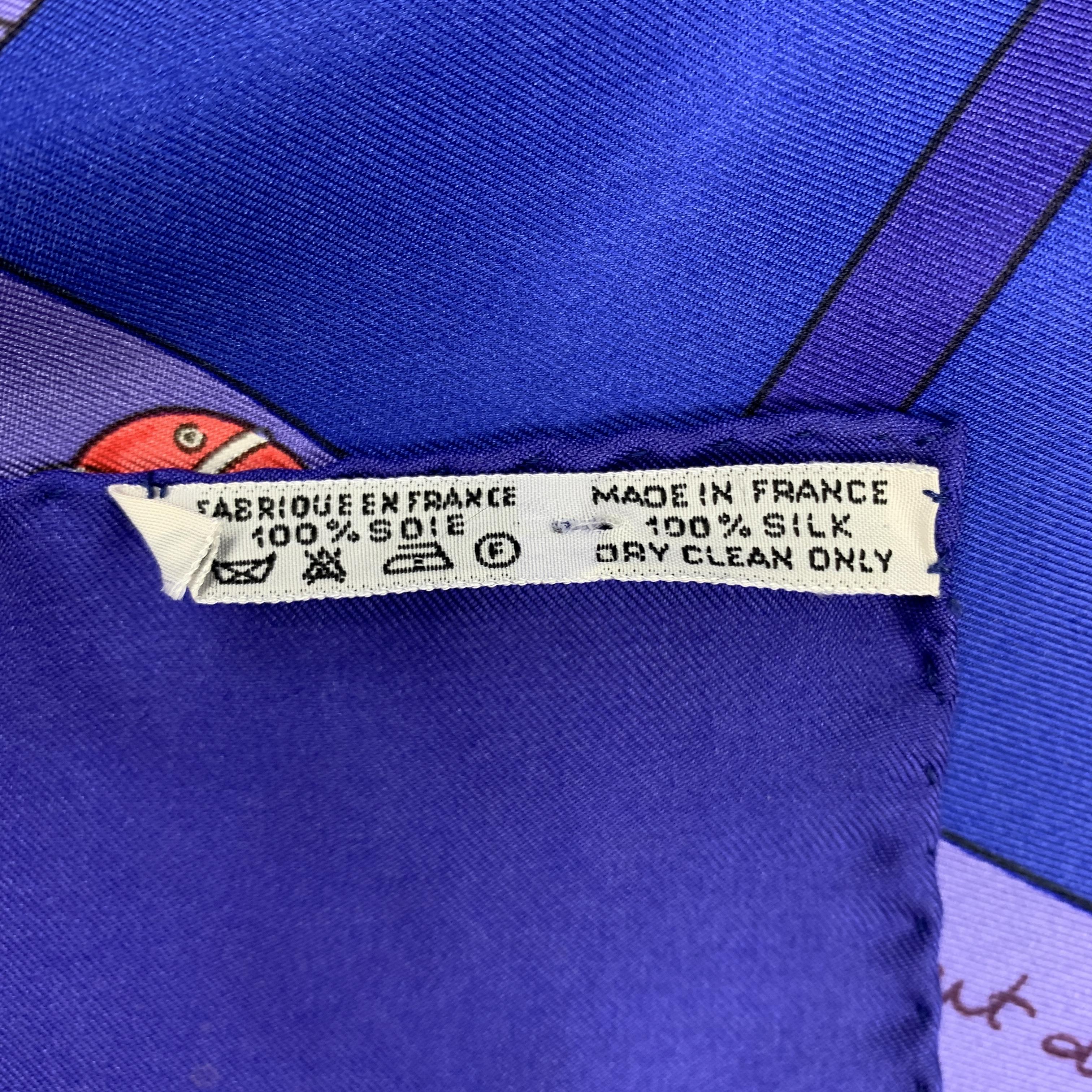 HERMES Purple 'Le Monde du Polo' Horse Jockey Polo Print Silk Scarf 5