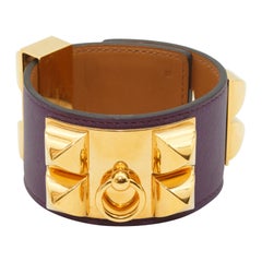Hermes Purple Leather and Gold Hardware Collier de Chien