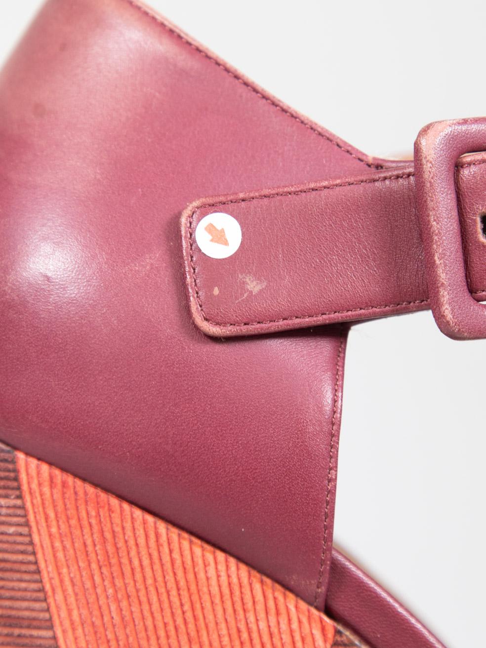 Hermès Purple Leather Ankle Strap Wedges Size IT 38 For Sale 3