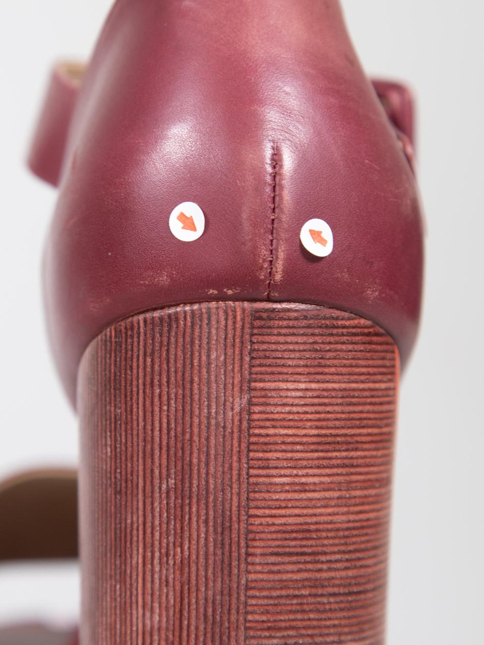 Hermès Purple Leather Ankle Strap Wedges Size IT 38 For Sale 4