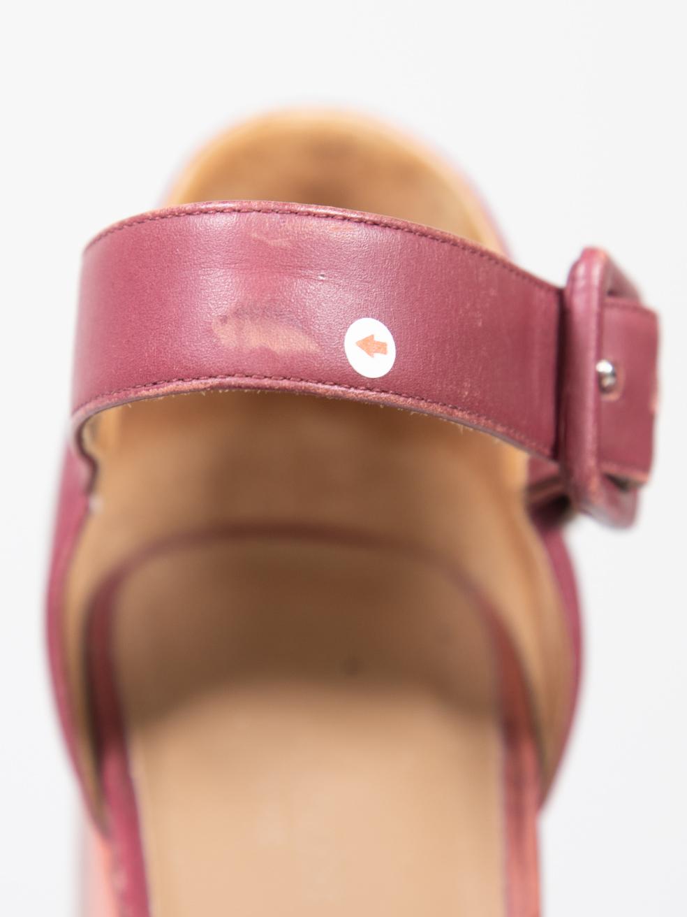 Hermès Purple Leather Ankle Strap Wedges Size IT 38 For Sale 5