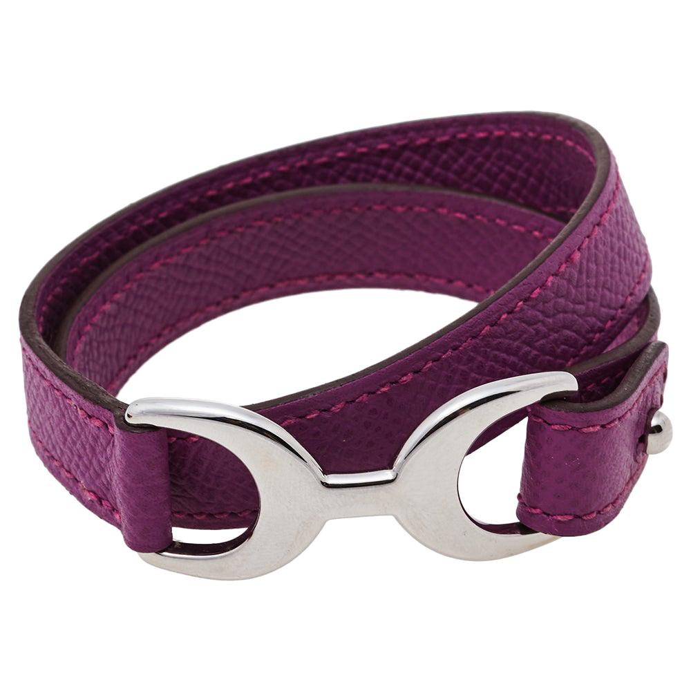 Hermès Purple Leather Baby Pavane Double Tour Bracelet M