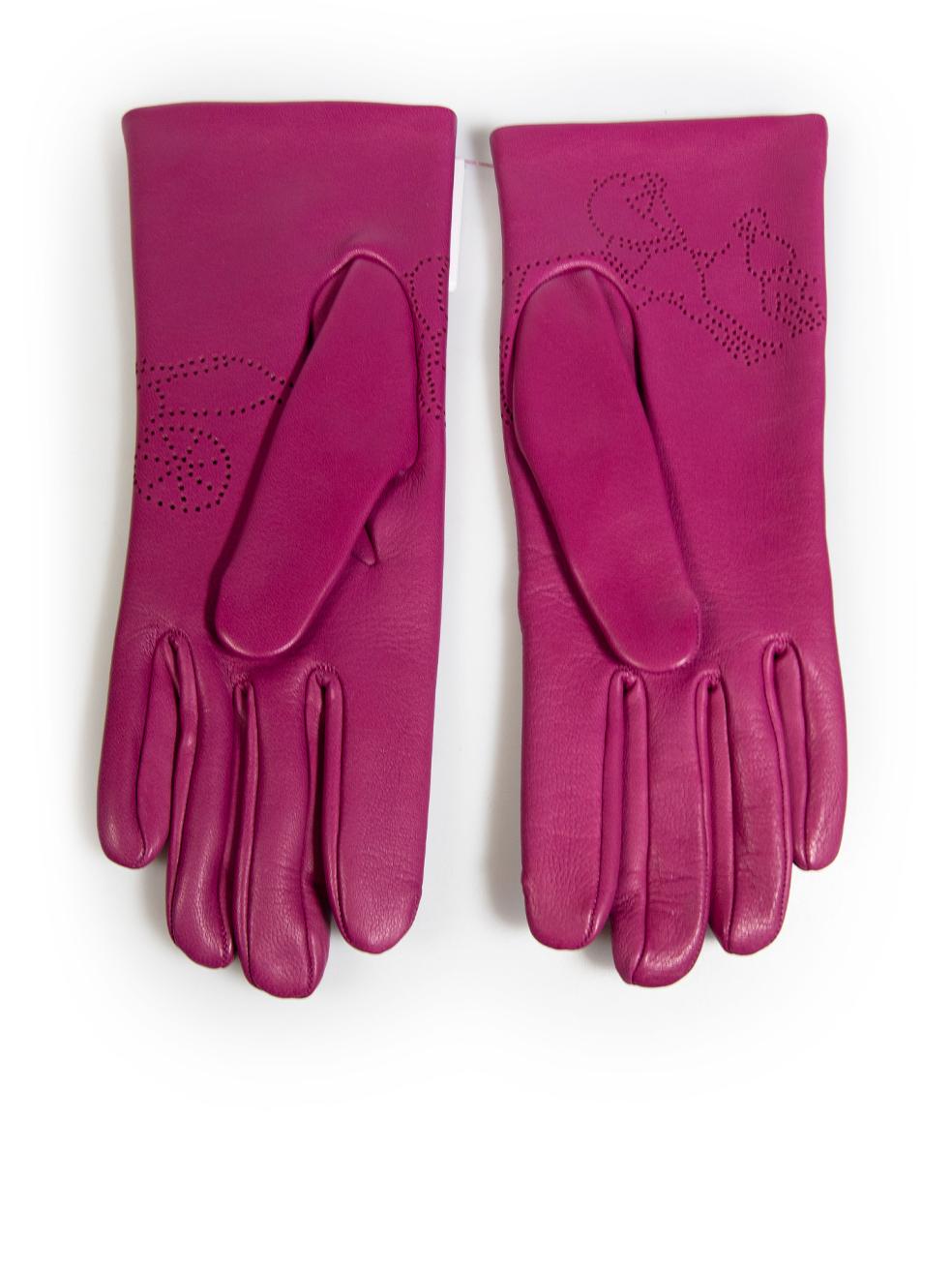 Hermès Purple Leather Gloves In New Condition In London, GB