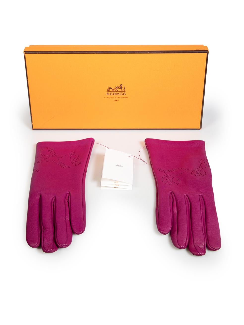 Hermès Purple Leather Gloves 2