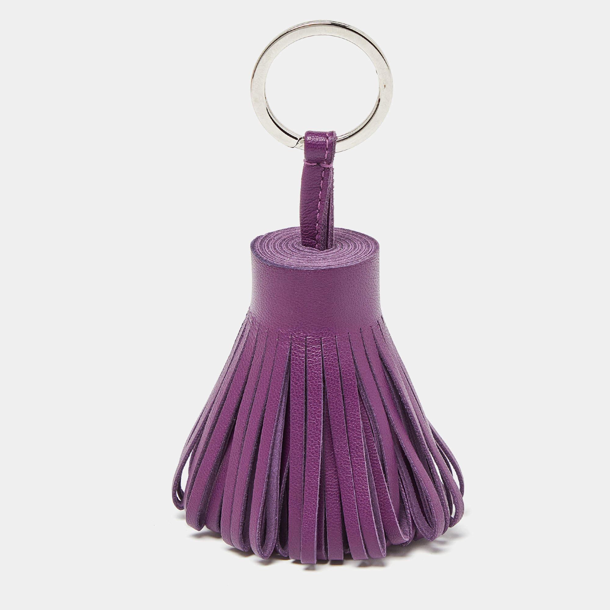 Women's Hermes Purple Leather Tasseled Carmen Key chain For Sale