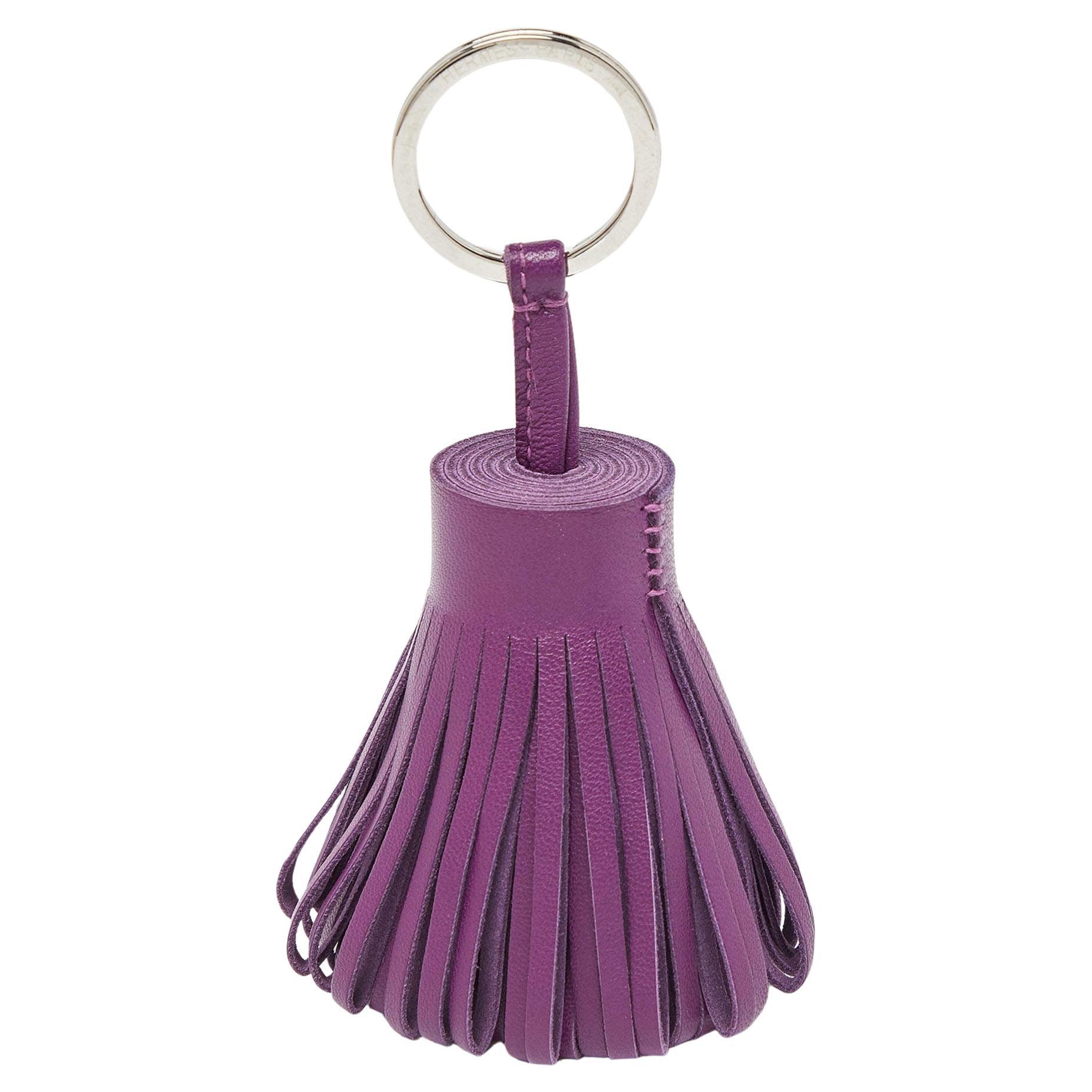 Hermes Purple Leather Tasseled Carmen Key chain en vente