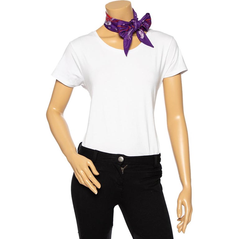 Hermès Purple Les Clefs Triangle Silk Scarf at 1stDibs