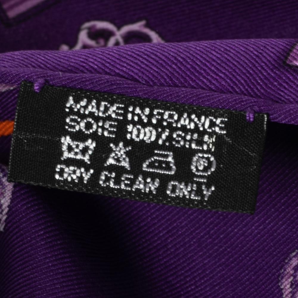 Women's Hermès Purple Les Clefs Triangle Silk Scarf