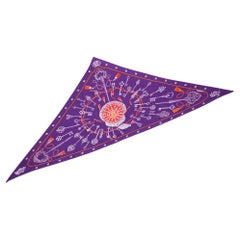 Hermès Purple Les Clefs Triangle Silk Scarf