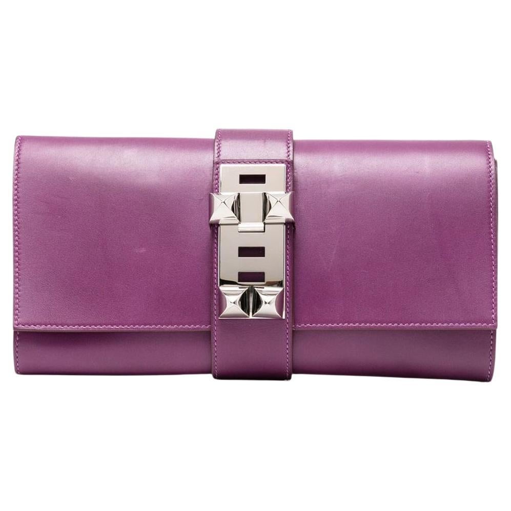 Hermes Purple Medor Clutch Bag