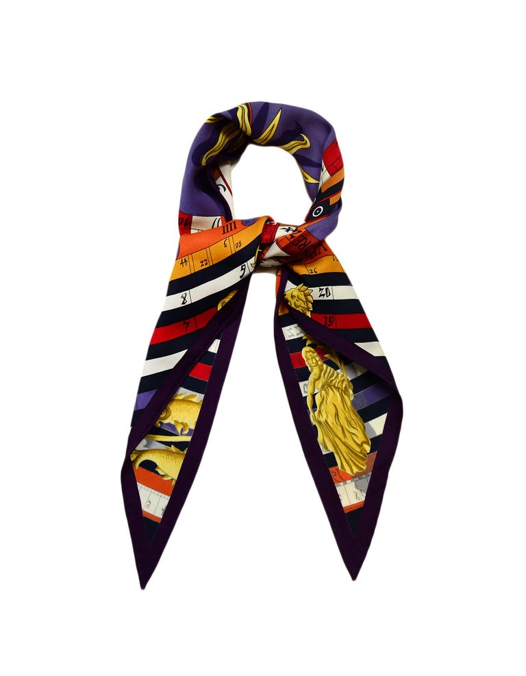 Hermes Purple/Multicolor Dies et Hore Silk Pointu Triangle Scarf For