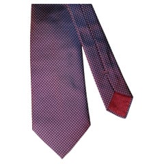 HERMES Purple Navy Cream Logo Silk Tie