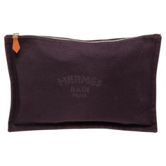 Hermes Purple Nylon Flat Yachting pouch Wallet with silver tone hardware
