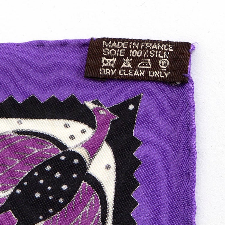 Hermes purple ORS BLEUS D'AFRIQUE 90 TWILL Scarf silk Violet Blanc ...