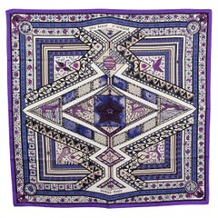 Hermes purple ORS BLEUS D'AFRIQUE 90 TWILL Scarf silk Violet Blanc Parme