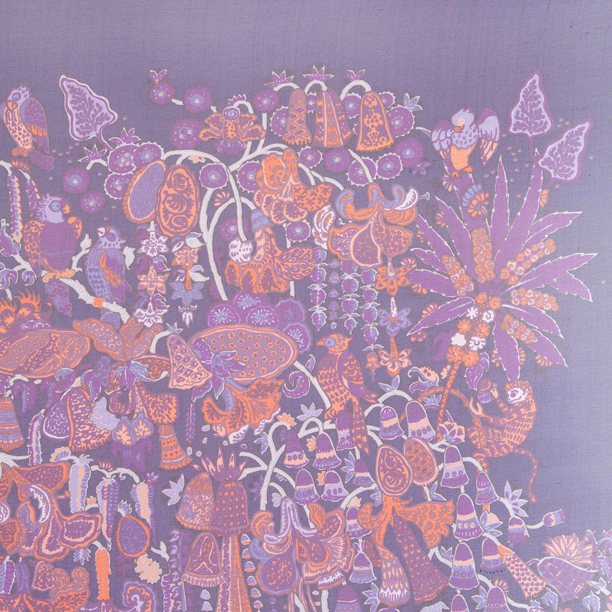 Women's or Men's HERMES purple silk chiffon LEGENDE MOGHOLE 140 MOUSSELINE Scarf