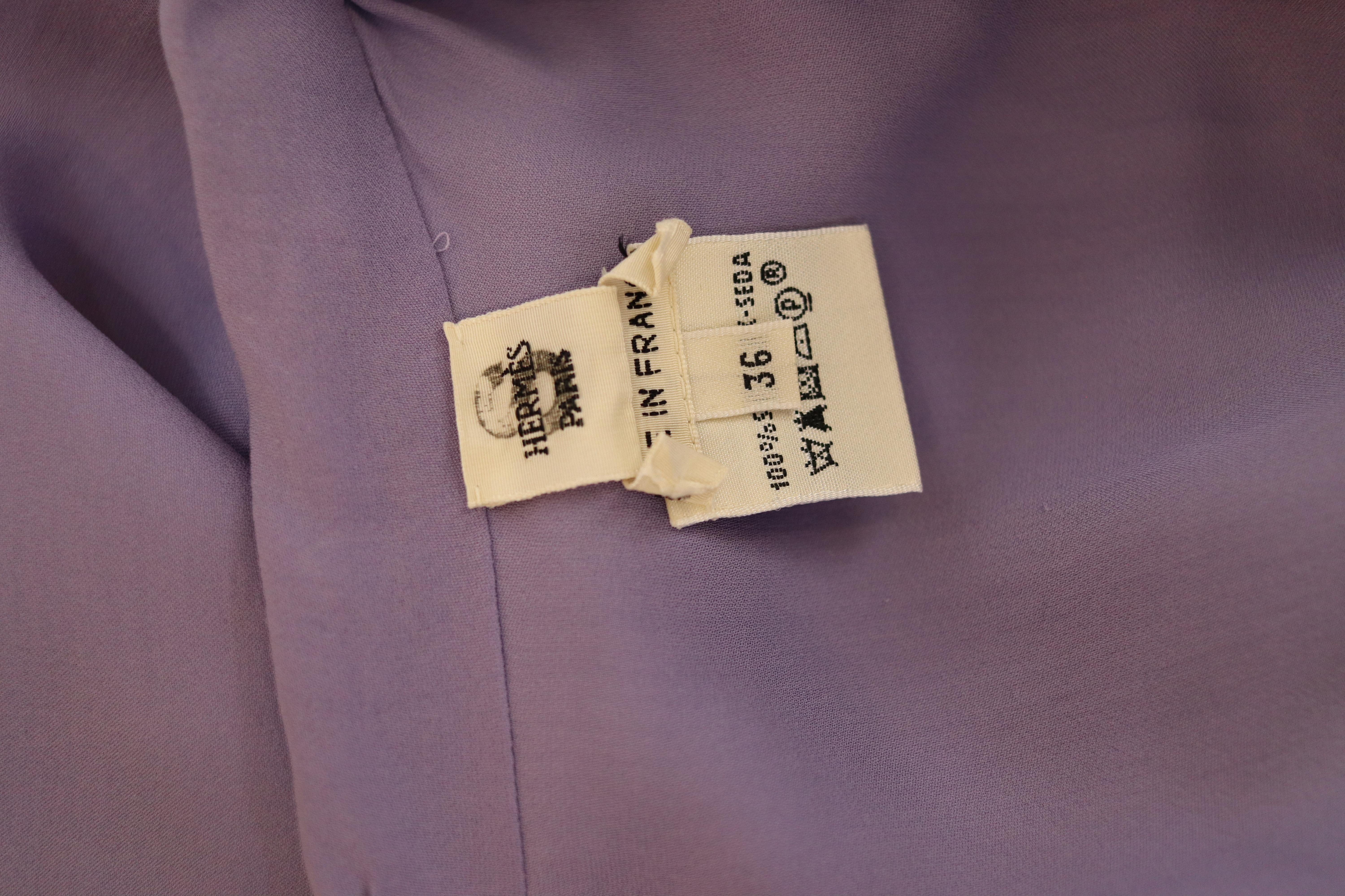 Hermès - Boléro long en soie violette Excellent état - En vente à PARIS, FR