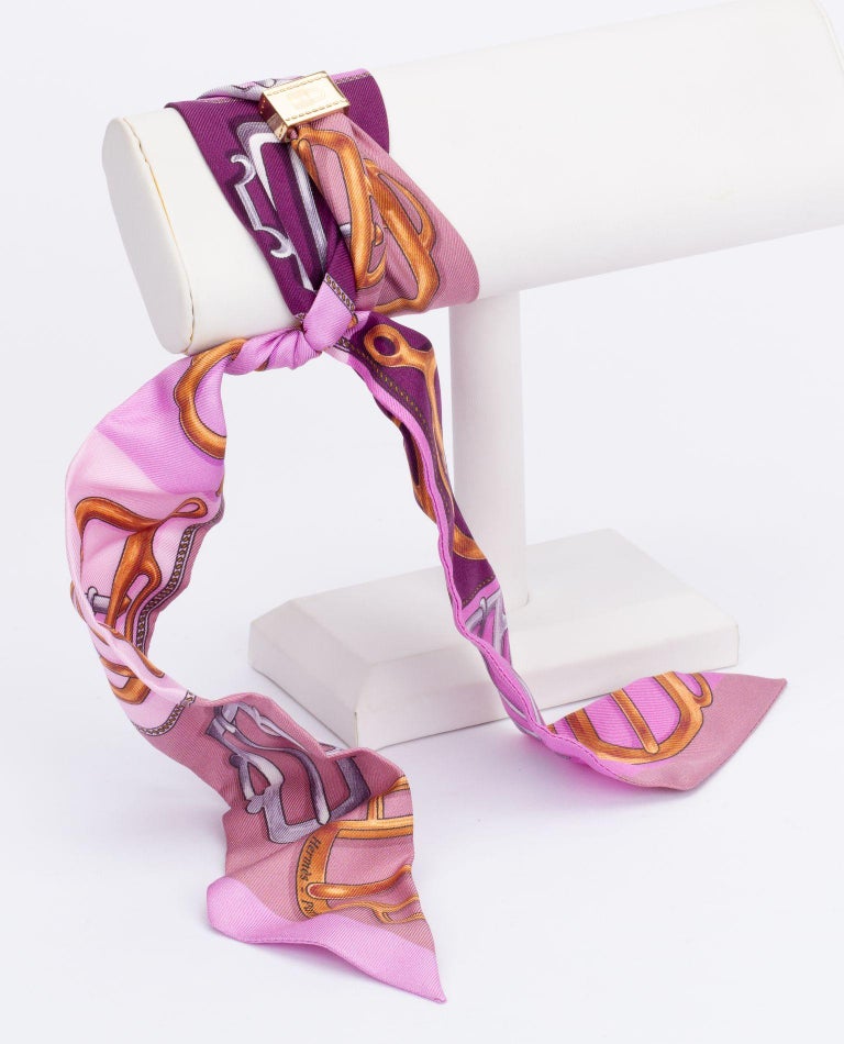 Hermès Purple Stirrup Twilly With Ring For Sale at 1stDibs