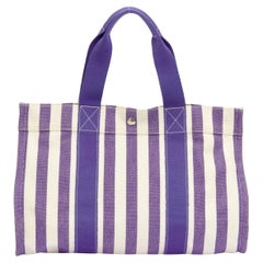 Hermès Purple Striped Beach Bag