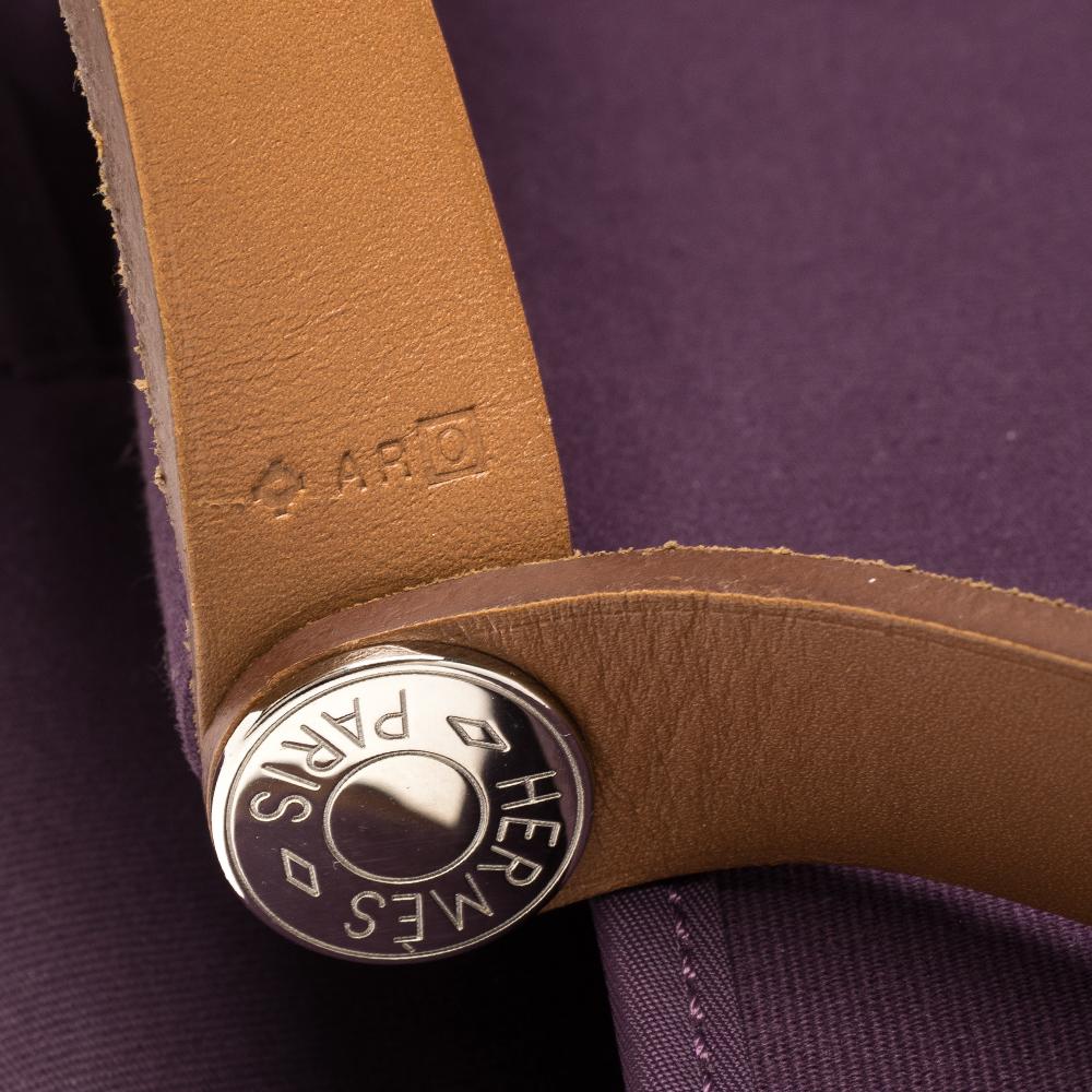 Black Hermes Purple Toile Canvas Cabag Elan Tote