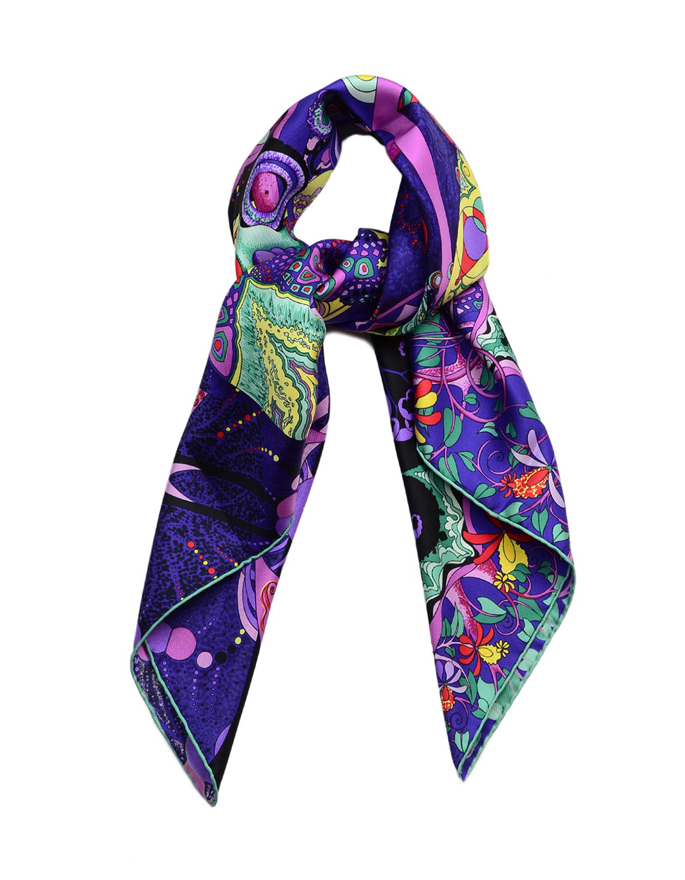 Hermes Purple/Ultra Violet/Cyclamen/Vert L'ivresse De L'infini 90CM Silk Scarf W/ Box

Made In: France
Color: Purple, ultra violet, cyclamen, vert, multicolor
Materials: 100% silk
Overall Condition: Excellent pre-owned condition
Estimated Retail: