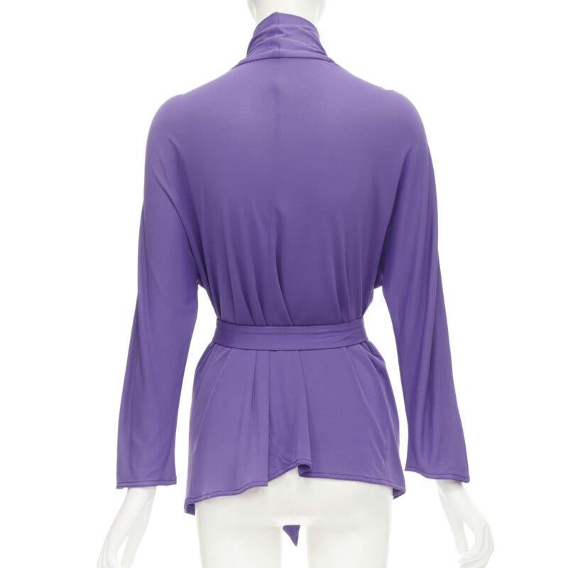 Women's HERMES purple viscose scoop neck double layered belted cardigan top FR38 S For Sale