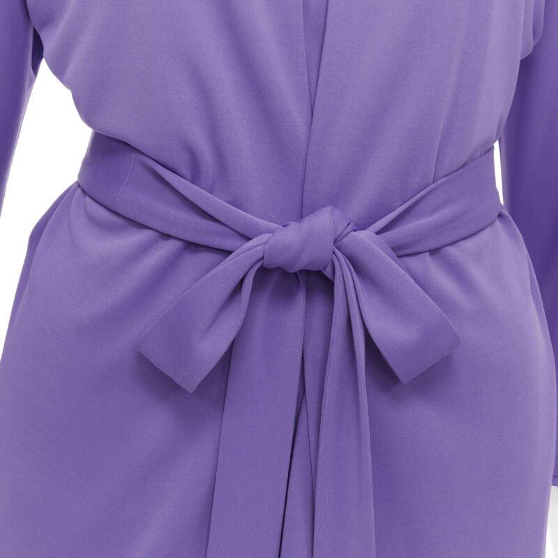 HERMES purple viscose scoop neck double layered belted cardigan top FR38 S For Sale 3