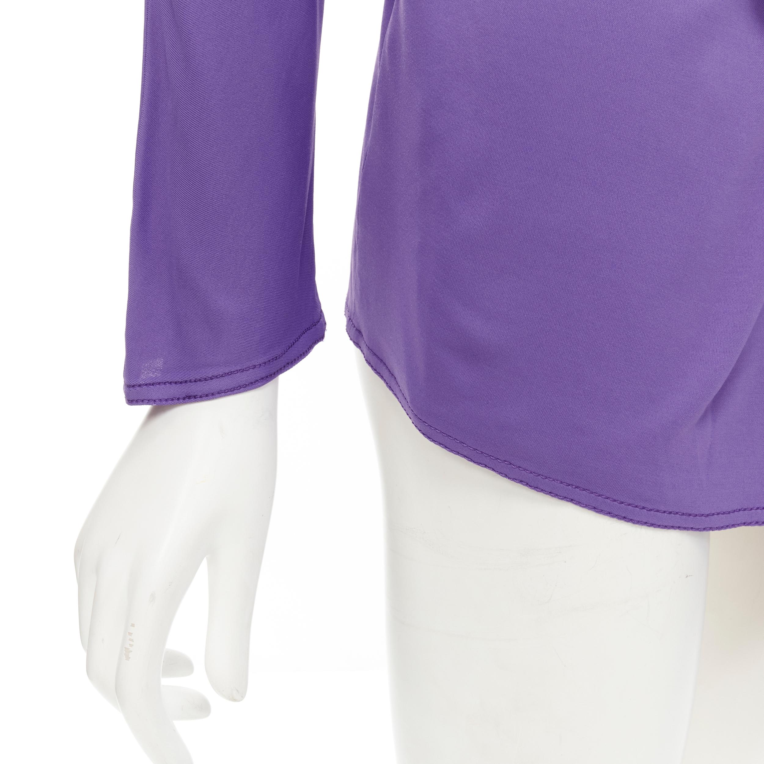 HERMES purple viscose scoop neck double layered belted cardigan top FR38 S For Sale 1